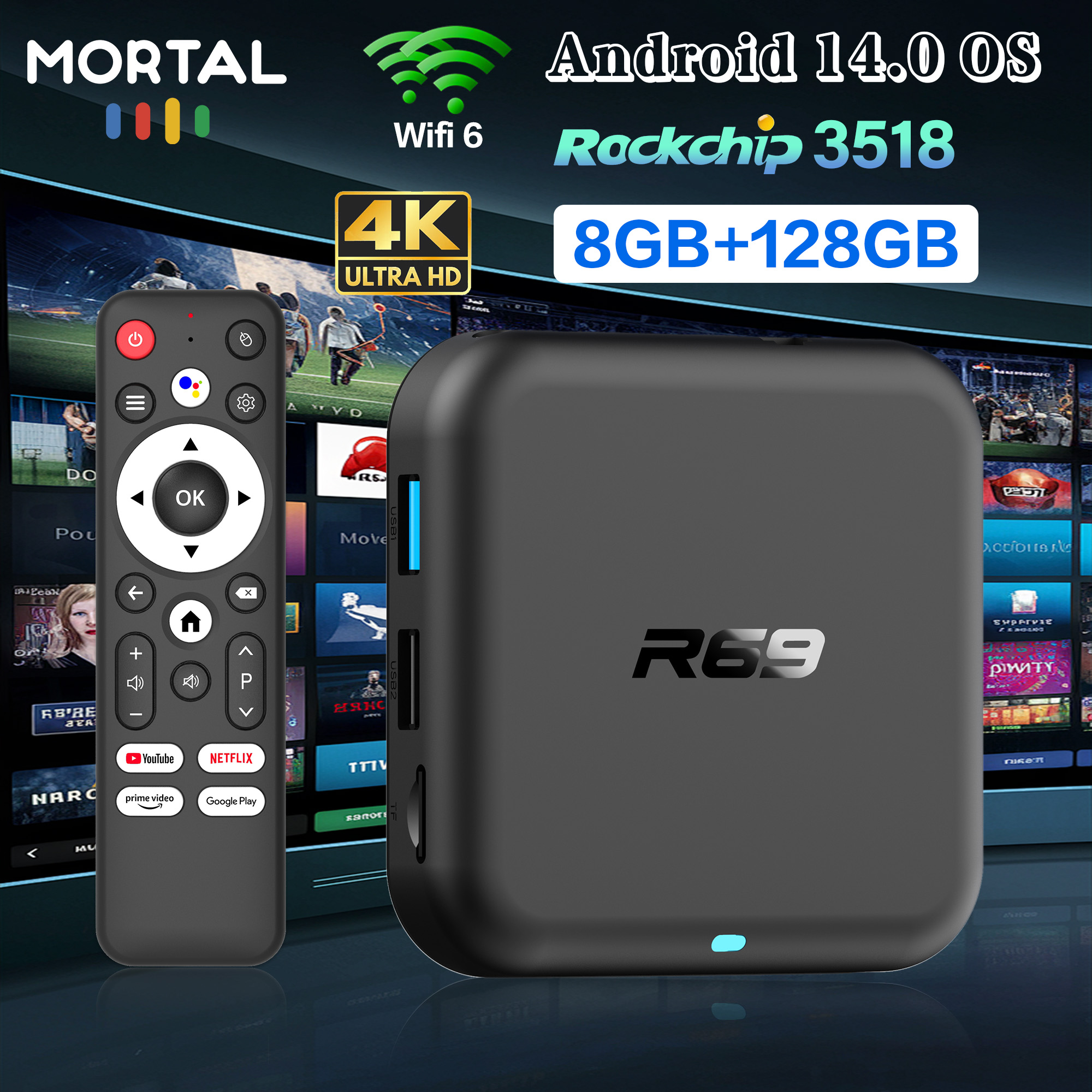 Smart TV Box Android 14.0 Goog - Gaming Console Youtube recension och pris