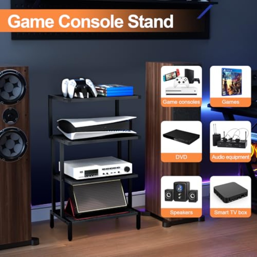 Media Stand Gaming Shelf 4 Tie - Gaming Console Organizer recension och pris