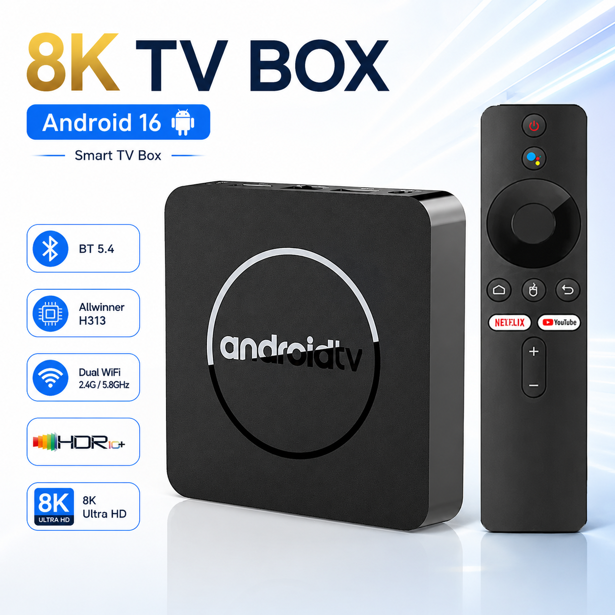 Smart TV Box 4K Android 16 HD  - Gaming Console Youtube recension och pris